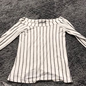 Striped Off-Shoulder Long Sleeve